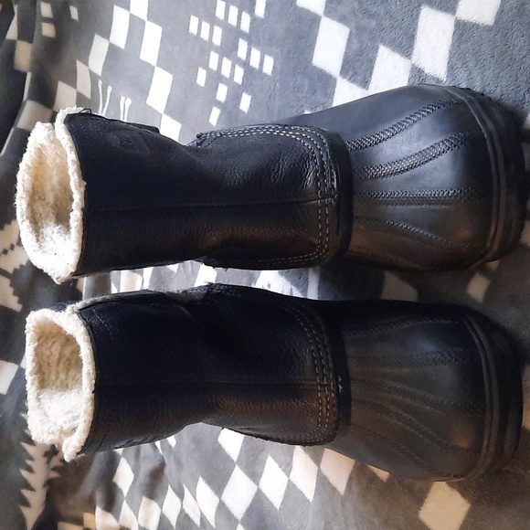 Sorel Shoes - Sorel Black Leather Ankle Rubber Sherpa Lined Boots  NL2135-010 Size 9